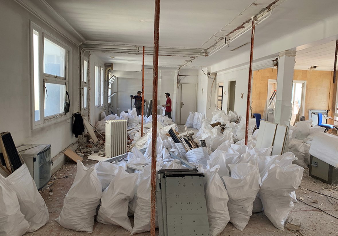 Gravats triés et conditionnés en sacs sur le chantier